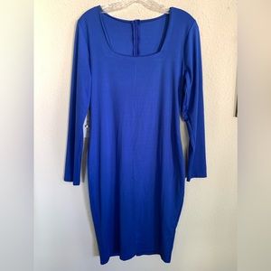 Long Sleeve Square Neck Bodycon Midi Dress